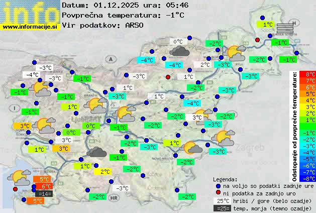 Trenutno vreme po Sloveniji