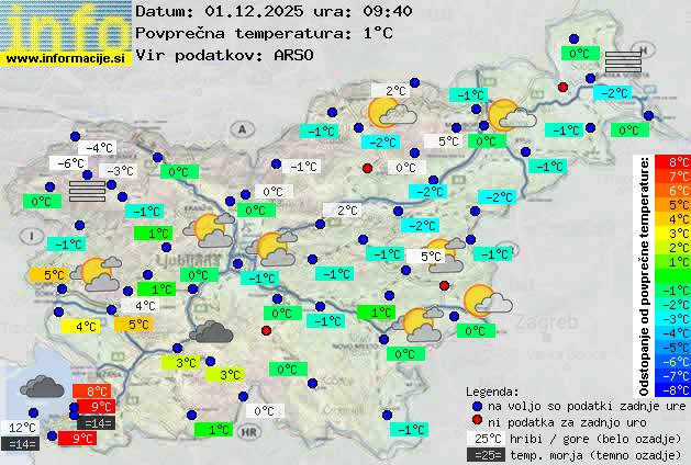 Trenutno vreme po Sloveniji