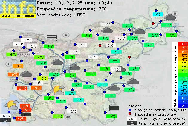 Trenutno vreme po Sloveniji