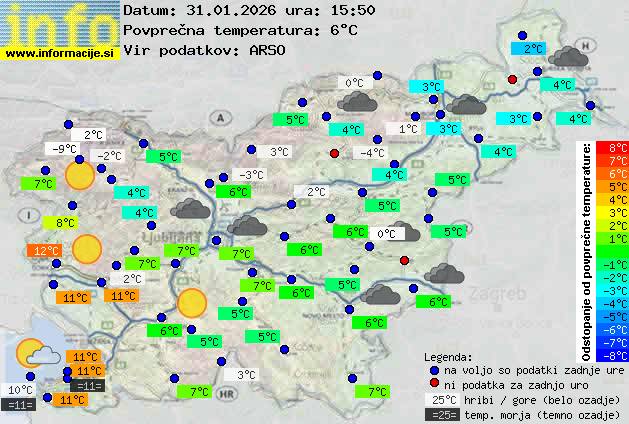 Trenutno vreme po Sloveniji