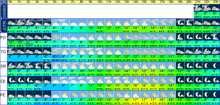 Vreme po urah 7 dni