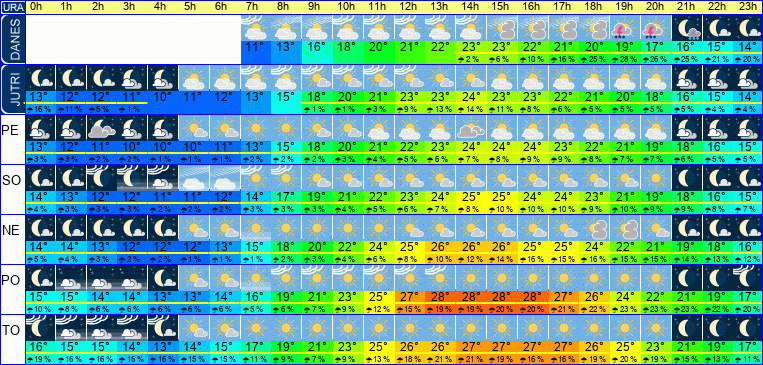 Vreme po urah 7 dni