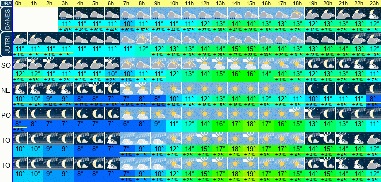 Vreme po urah 7 dni