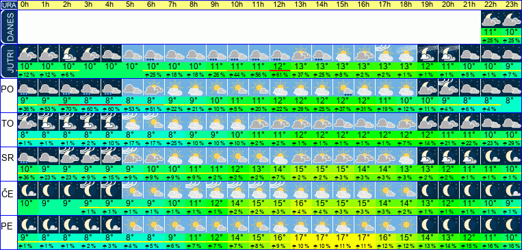 Vreme po urah 7 dni