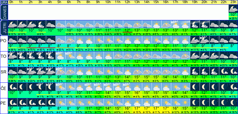 Vreme po urah 7 dni