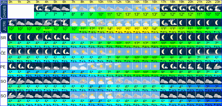 Vreme po urah 7 dni